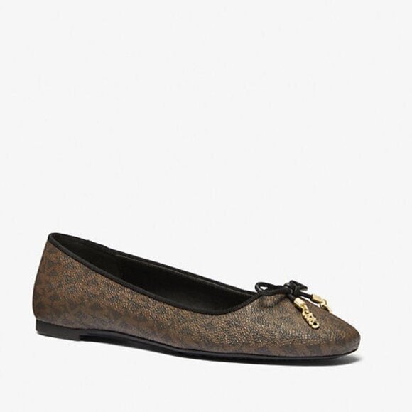 Michael Kors Ballet Flat Womens Size 9 Nori Logo Canvas Slip on Almond Toe - Picture 1 of 3